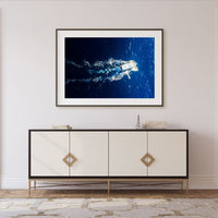Aerial Boat in Deep Blue Ocean – Nautical Coastal Decor - 2