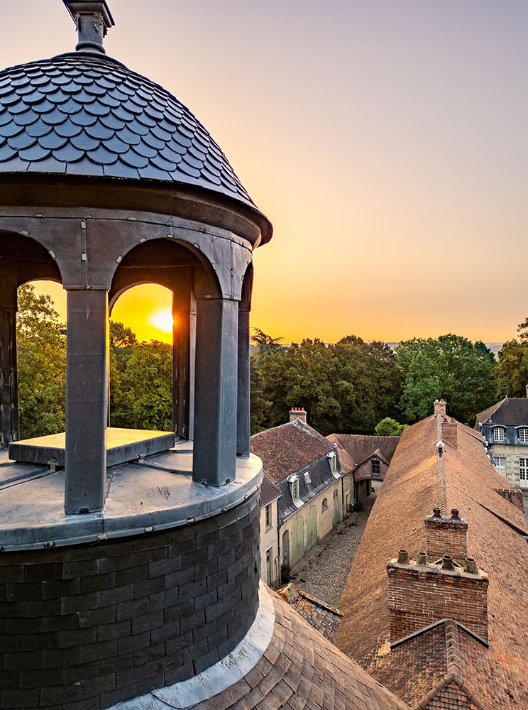 Sunrise through Saint-Jean de Beauregard dovecote - 1