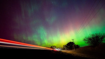 Aurora Australis with light trail in Hobart, Tasmania - 1