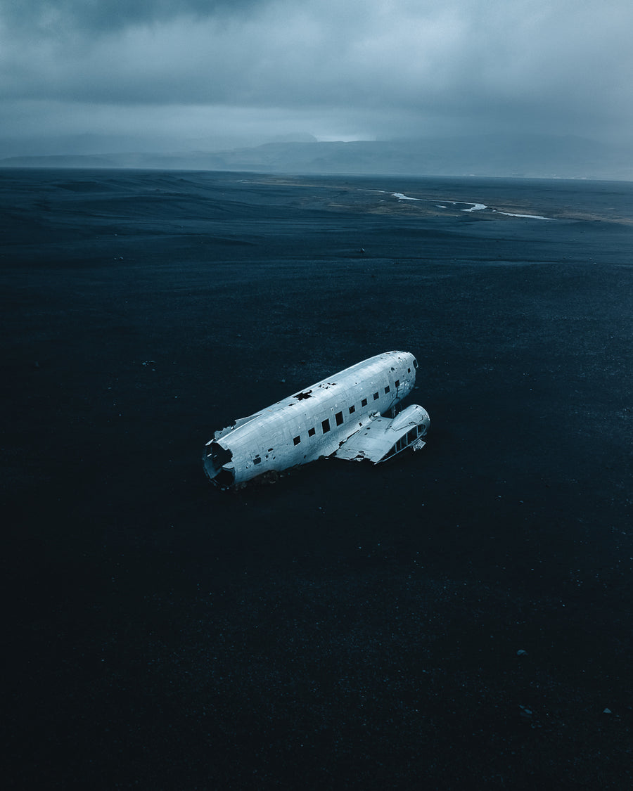 Plane wreck landscape in Iceland