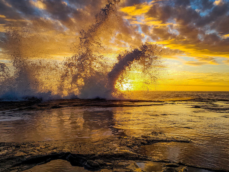 Morning wave meets rocks #3