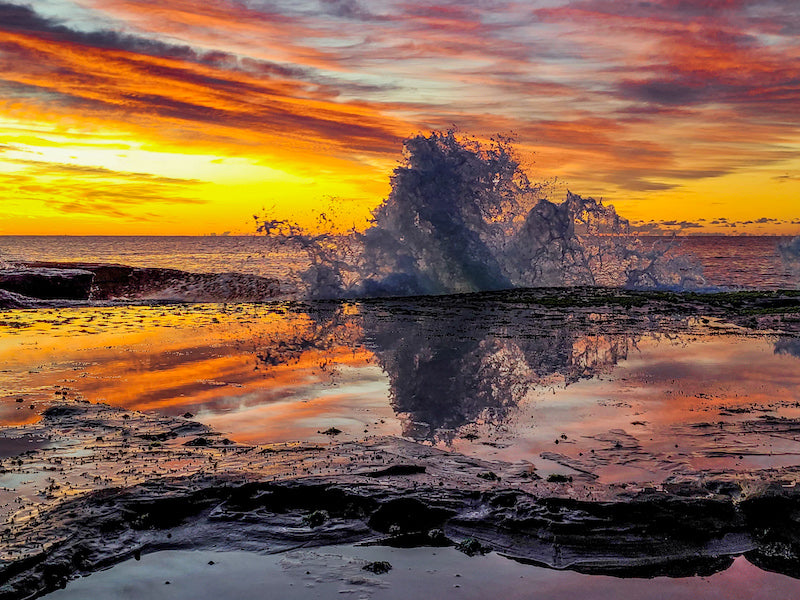 Morning wave meets rocks #4