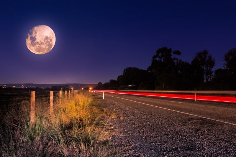 Full Moon on Country Road