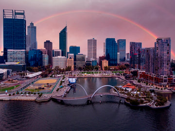 Perth City Crowned by a Rainbow.