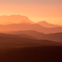 Sunset atop Mt, Oaklie, Tasmania Western Australia