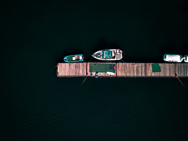 The pier from above at Yamanakako, Minamitsuru District, Japan